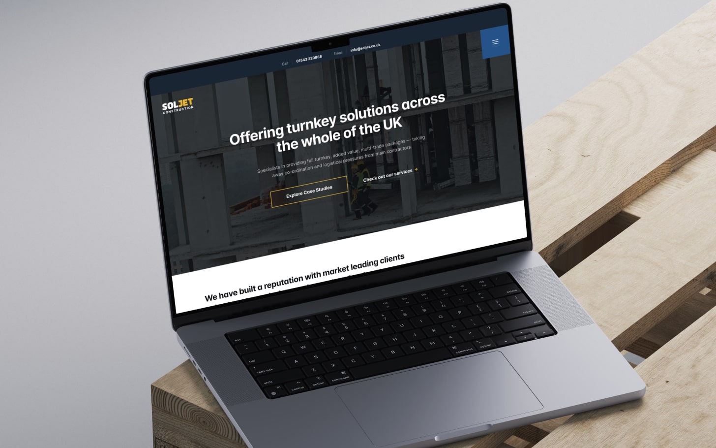 SOLJET construction website designed by hiya